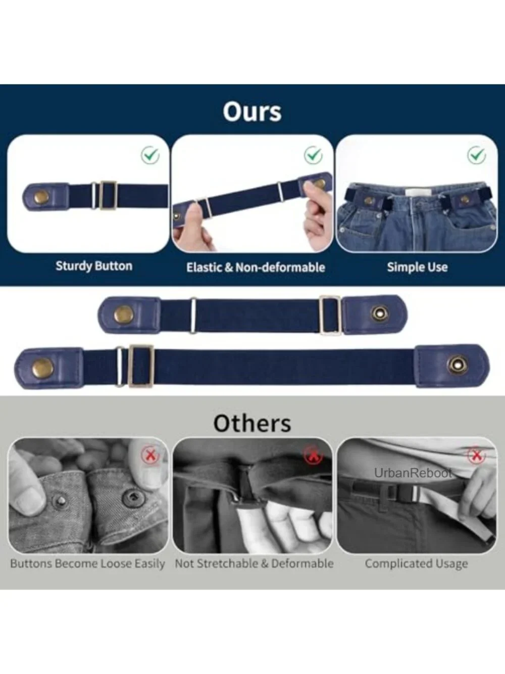 Invisible Buckleless Elastic Stretch Belt for Women Men Adjustable No Buckle